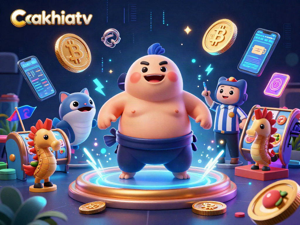 cakhiatv brings underwater excitement with a lively casino scene featuring colorful characters and crypto elements.