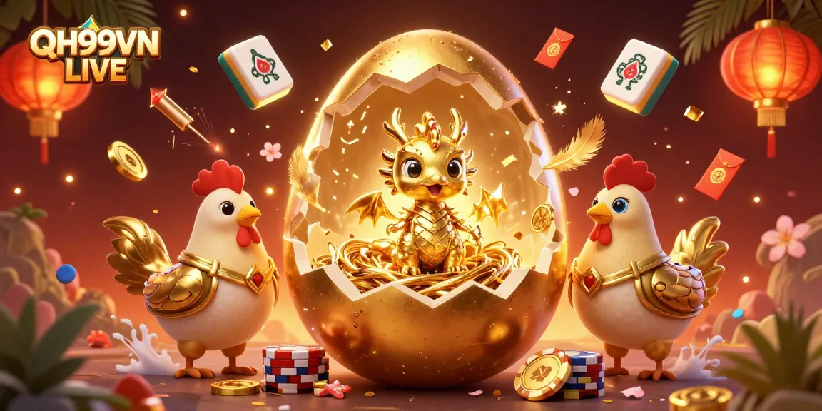 Experience excitement and treasure with QH99VN LIVE showcasing a golden dragon amidst casino elements