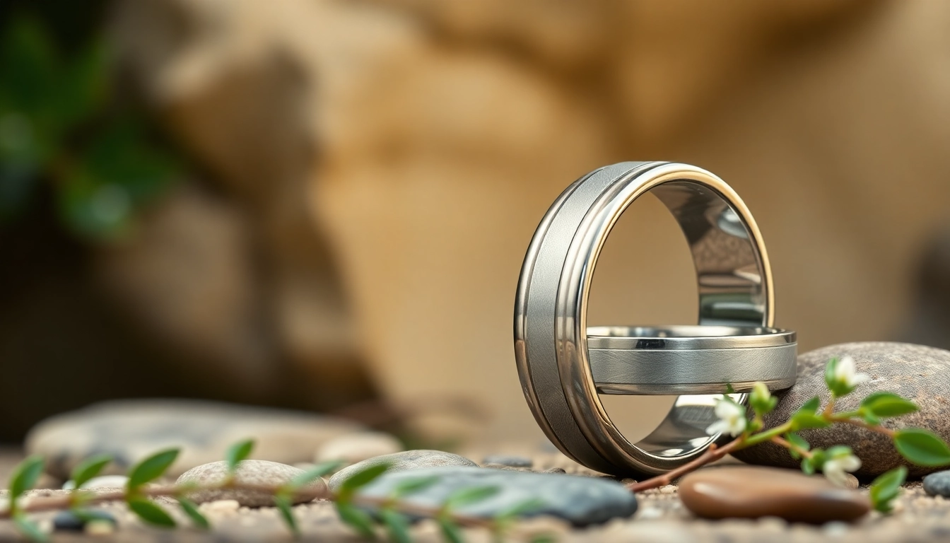 Showcase of tungsten rings highlighting unique designs and polished textures.