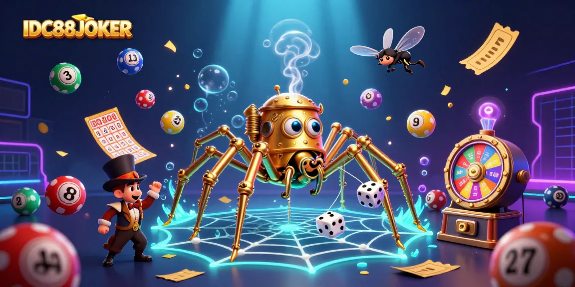 Engage in thrilling gambling action with IDC88JOKER's vibrant casino game illustration showcasing casino elements.