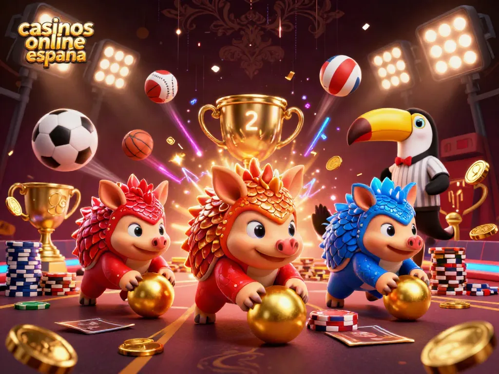 Casinos online España y apuestas emocionantes con pangolines rivales en un vibrante entorno de juego.