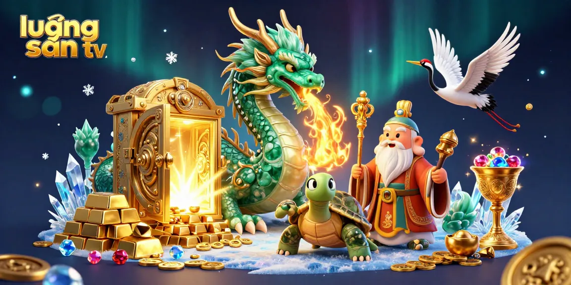 Watch thrilling games at lương sơn tv, featuring a vibrant scene with lucky dragons and treasures.