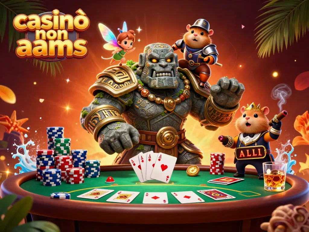 Gioca nei casinò non aams con un golem guardiano e un cavaliere criceto in un'illustrazione colorata.