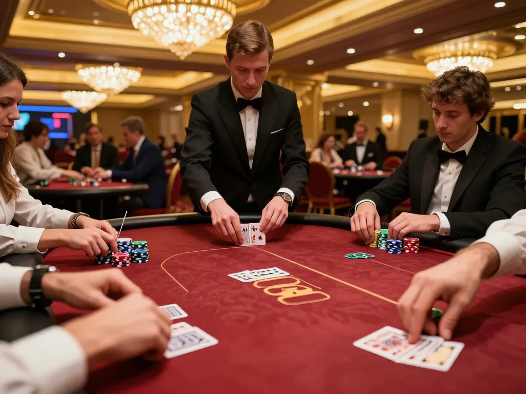 MM88 poker players strategizing during a high-stakes game at an upscale casino table.