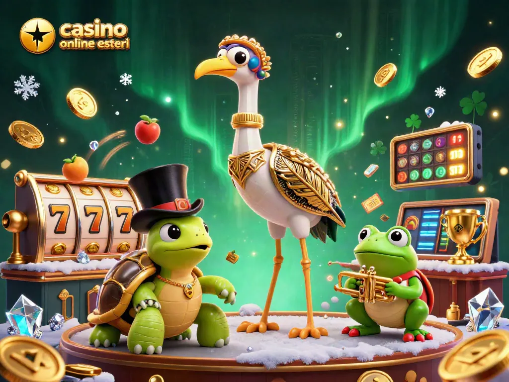 Scopri casino online esteri con il divertente gioco d'azzardo in un'illustrazione 3D vivace.