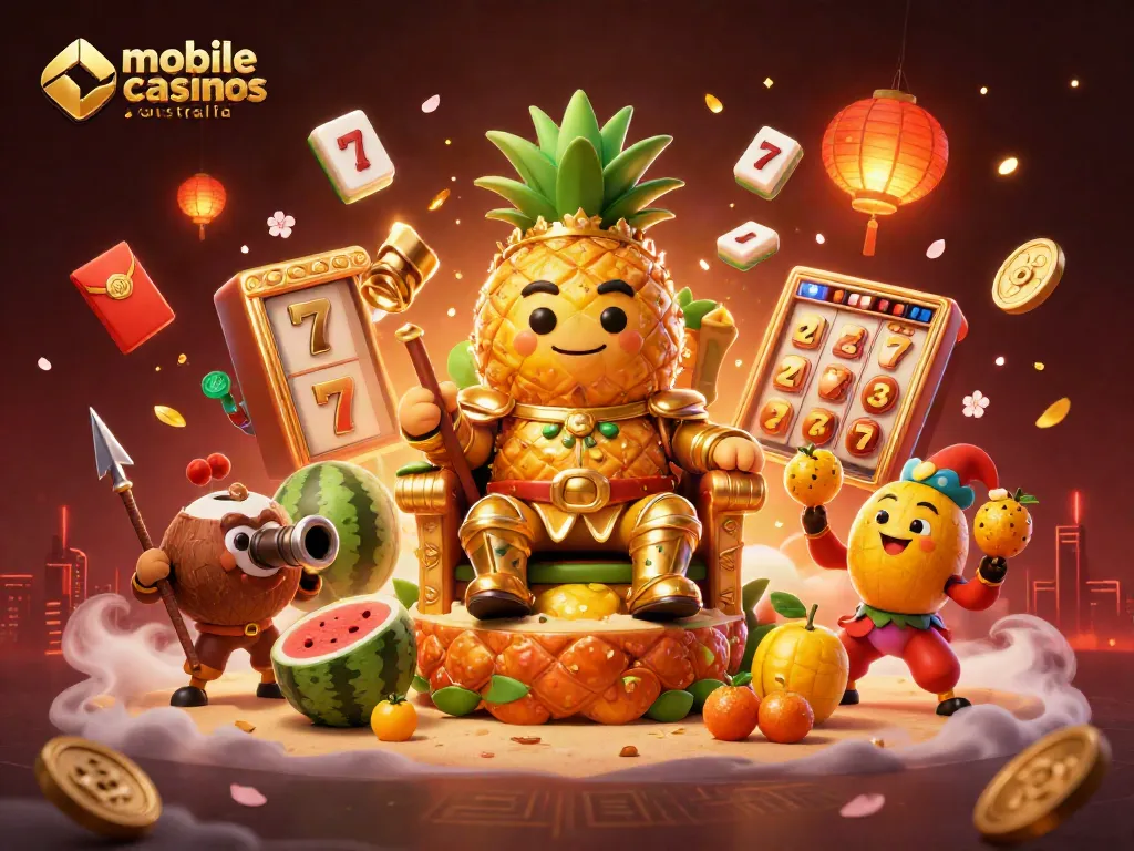 Experience winning gameplay at top mobile casinos Australia with vibrant 3D characters and casino elements.