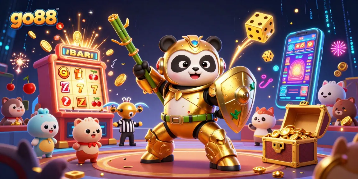 Engage with go88's thrilling jackpots and vibrant gameplay in this 3D illustration showcasing casino excitement.