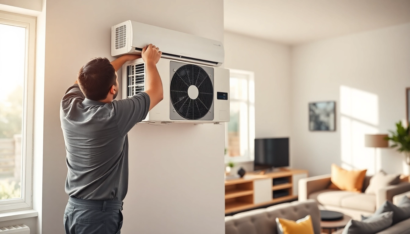 Install a mini split ac in a stylish living room with efficient cooling performance.