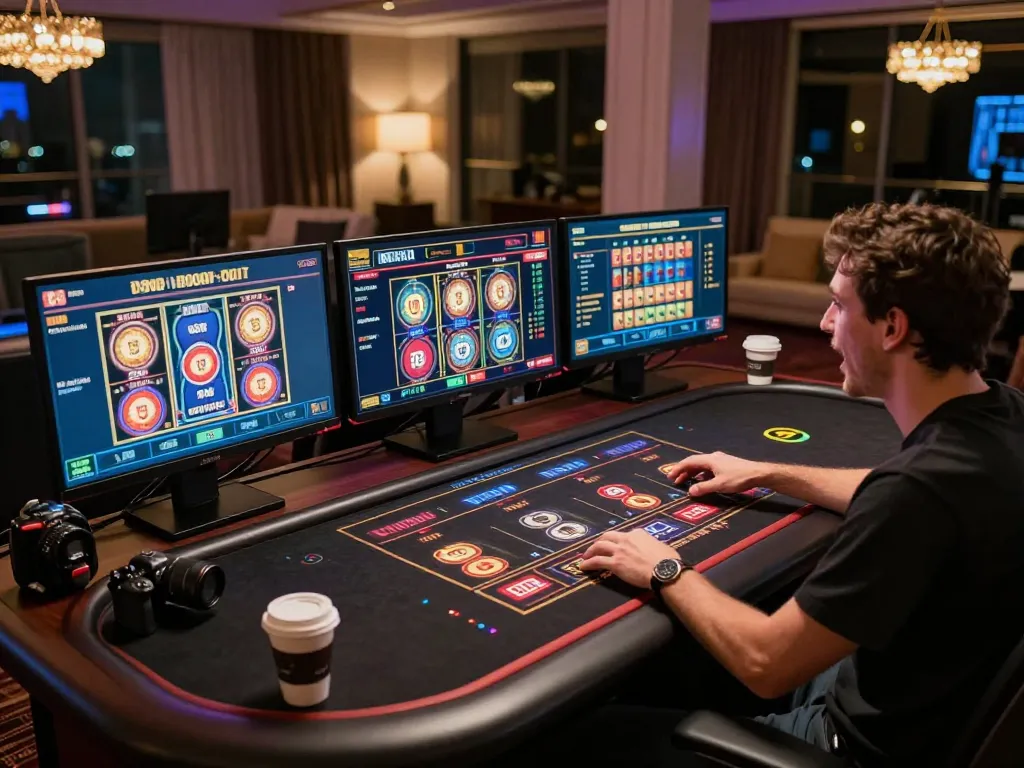 Engaging with online gambling on a sleek setup showcasing Paris-themed live dealer games.