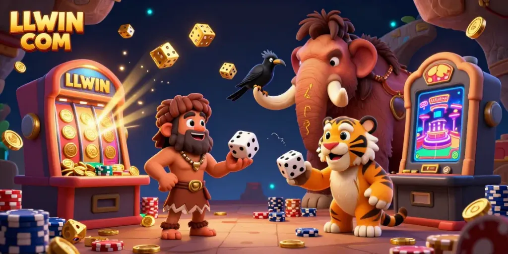 Join the fun with LLWIN COM, where cavemen and tigers play exciting casino games together.