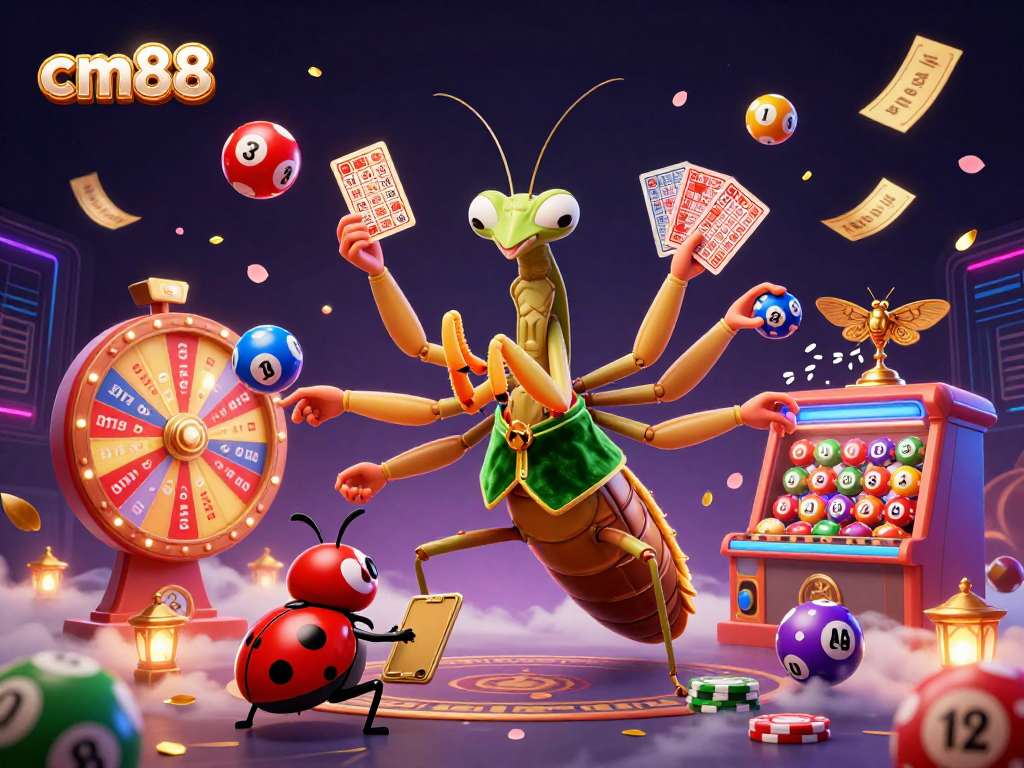 Experience the vibrant excitement of cm88 casino gaming with a dynamic 3D illustration featuring engaging characters and games.