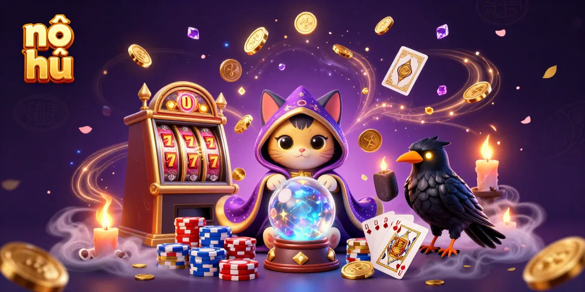 Engage in nổ hũ and witness a dynamic display of cascading coins and slot reels with exciting casino elements.