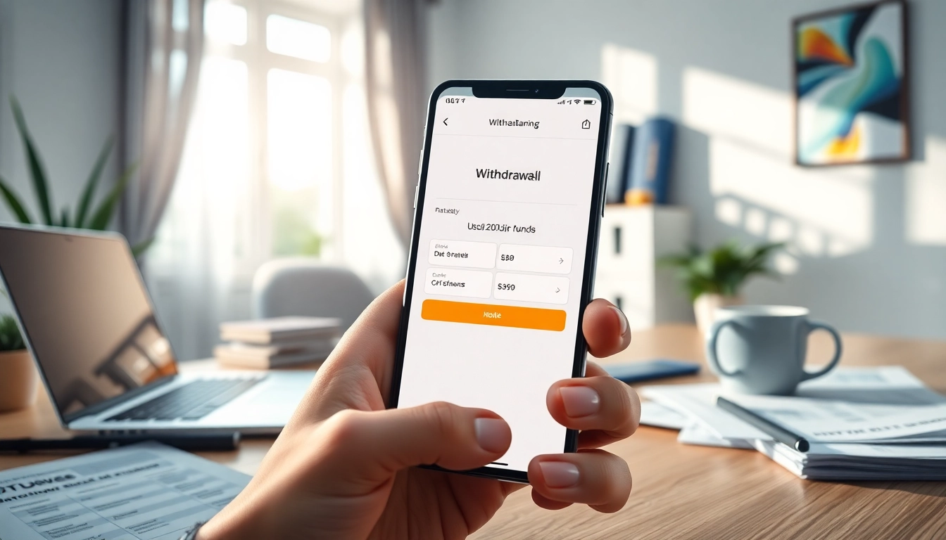 Rút Tiền KUBET88 – Trải Nghiệm Giao Dịch An Toàn Và Linh Hoạt with smartphone banking interface showcasing a quick withdrawal process.