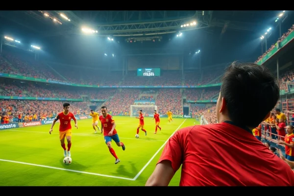 Exciting scene from the Giải Bóng đá hạng Nhất Việt Nam match highlighting passionate fans cheering.