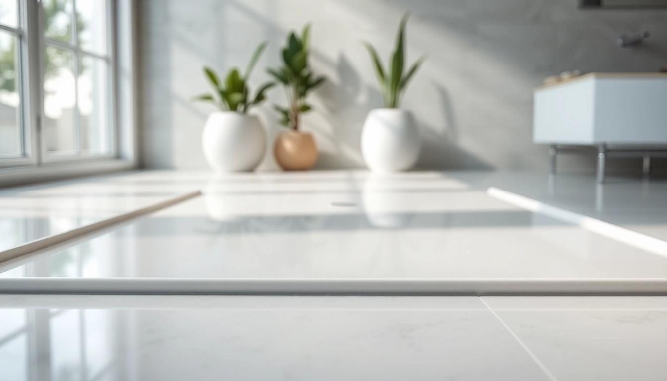 Elegant shower base showcased in a modern bathroom for a sleek aesthetic.