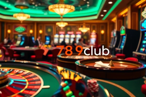 Engaged players enjoying a high-stakes table at 789club, showcasing vibrant casino elements.