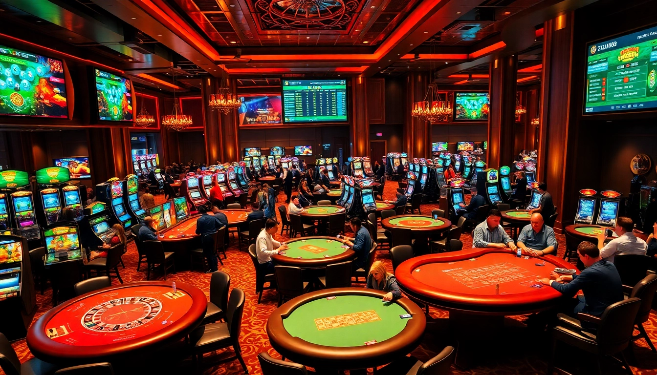 Players winning at tables and slots in the luxurious casino atmosphere of hz88 com.