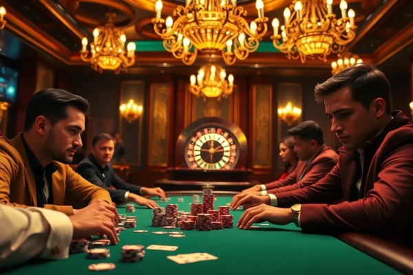 Exciting poker game at https://rr99.it.com/ featuring luxury casino elements for gamblers.