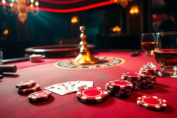 Experience the thrill of luck8 at an elegant poker table with vibrant chips and cards.