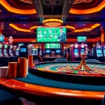 Gambling excitement at a vibrant casino showcasing ps99seo.com with poker tables and slots.
