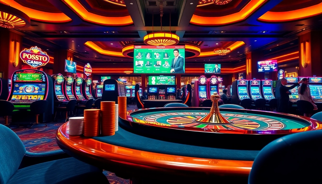 Gambling excitement at a vibrant casino showcasing ps99seo.com with poker tables and slots.