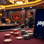 Experience j88 bet with exciting casino gameplay at a luxurious poker table.