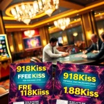 Playing slots using free credit 918kiss, showcasing a lively casino environment filled with excitement and potential wins.