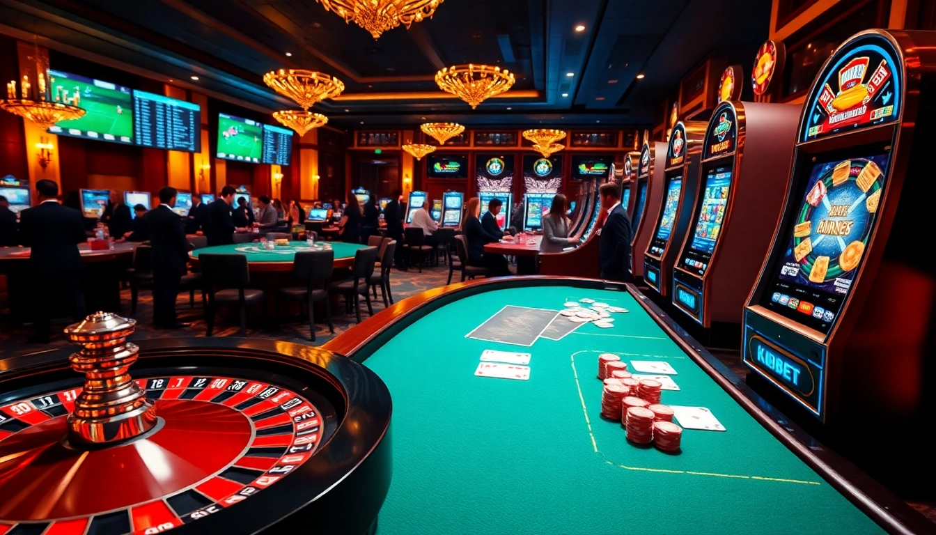 Experience thrilling gaming at KBBET's exciting online casino with vibrant roulette and poker action.