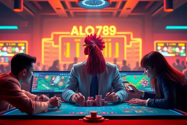 Alo789 đá gà features dynamic betting environments with colorful chips and engaging players.