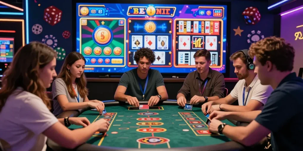 Exciting online casino gaming at https://mhfe.org.uk, featuring players actively engaging with credit cards in a vibrant digital environment.
