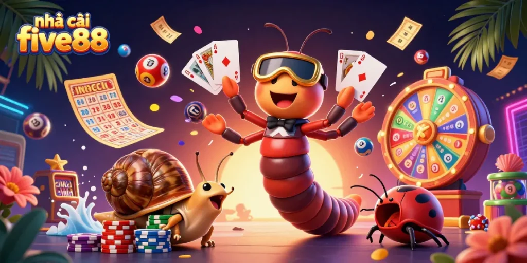 nhà cái five88 invites players to explore vibrant illustrations of casino excitement.