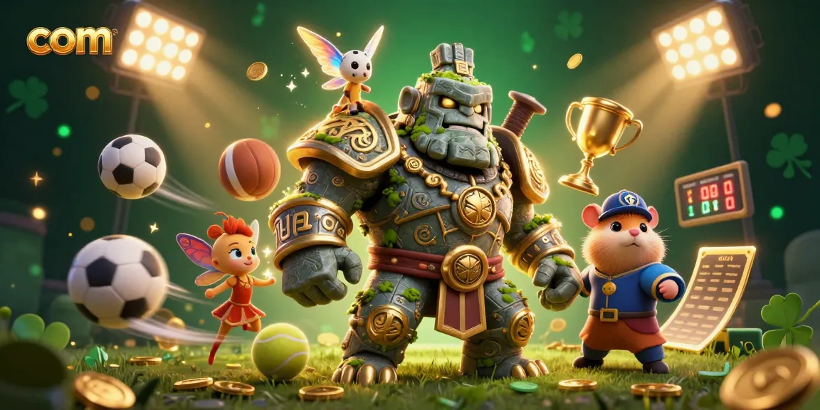 Elevate your chances with com: a dynamic casino scene featuring animated golem and playful sports elements.
