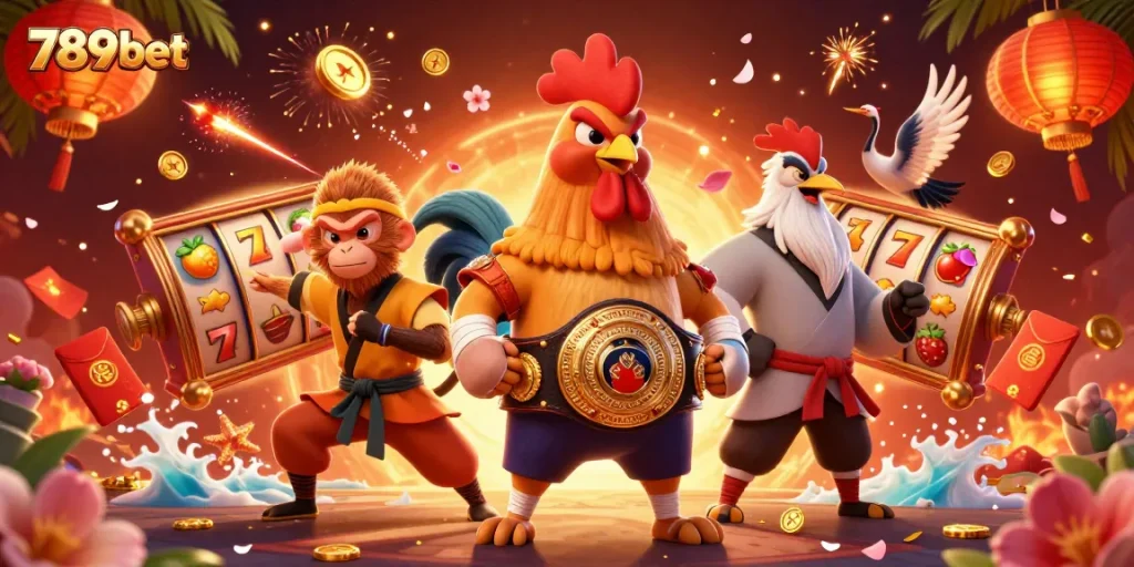 Engage with 789bet's lively gaming scene featuring vibrant characters and rich casino elements.