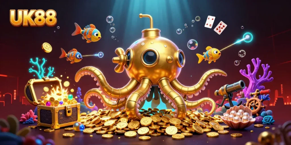 Experience the thrilling treasures at UK88 with vibrant underwater visuals and exciting casino elements.