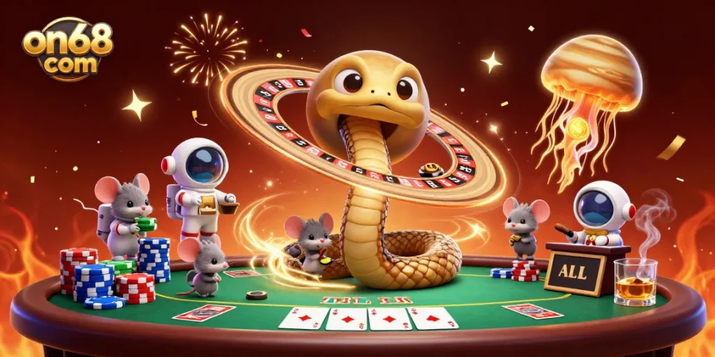 Experience the thrilling action on68 com with playful astronaut mice betting on Saturn's roulette rings.