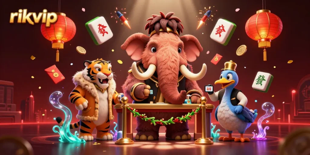 Experience the vibrant world of rikvip with stylish casino characters immersed in a dynamic gambling scene.